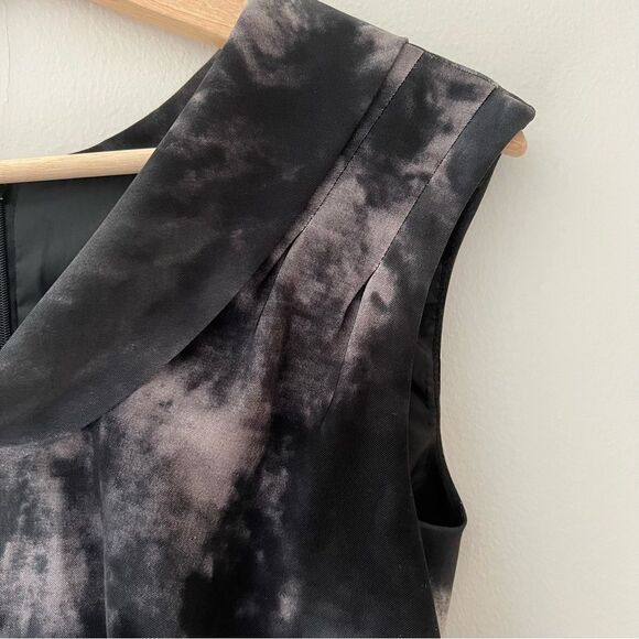 Cocktail Dress Pockets Cowl Neck Tie Dye Black Retro 60s Style Size 2 - Picture 5 of 9